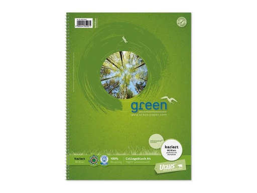[90249514 1406377] Ursusgreen Notizheft Green Collegeblock A4, Kariert, 80 Blatt
