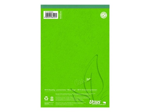 [90249520 1406379] Ursusgreen Notizblock Green A5, kariert, 100 Blatt, 5 Stück