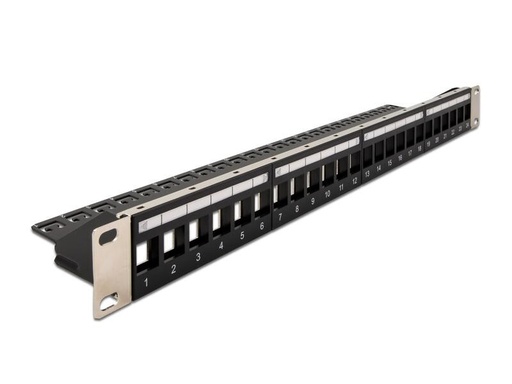 [90249523 1433859] Delock Patchpanel Keystone 24 Port mit Entlastungsschiene 19 Rack