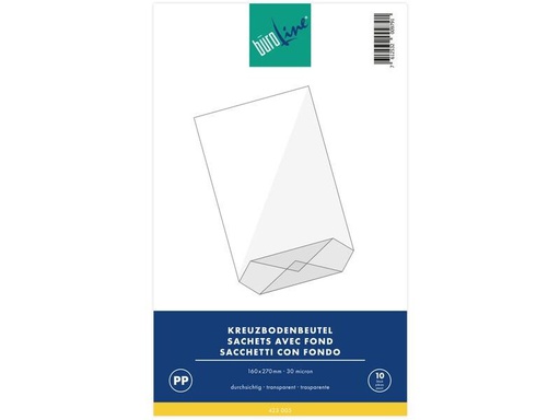 [90249738 1400790] Büroline Klarsichttüte 16 x 27 cm, 10 Stück, Transparent