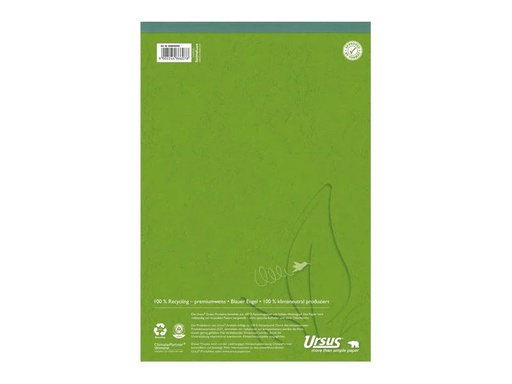 [90249767 1406378] Ursusgreen Notizblock Green A4, kariert, 100 Blatt, 5 Stück