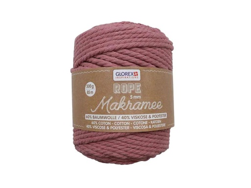 [90043811 1162217] Glorex Wolle Makramee Rope gedreht 5 mm, 500 g, Rot