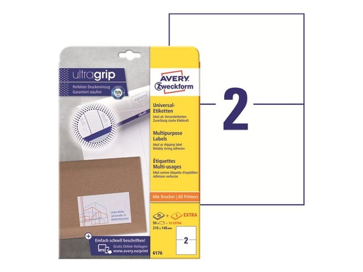 [90250022 1399704] Avery Zweckform Universal-Etiketten 6176 210 x 148 mm, 30 Blatt