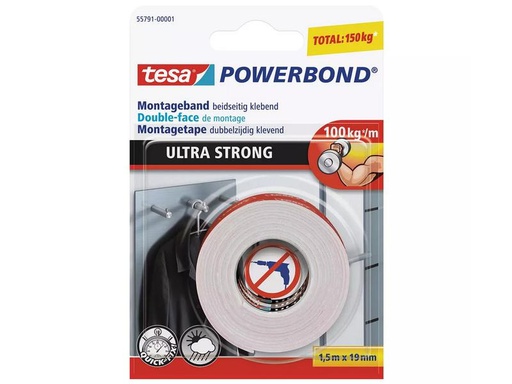 [90250120 1382616] tesa Montageband Powerbond Ultra Strong 1.5 m x 19 mm