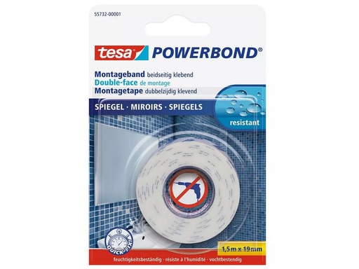 [90250133 1382613] tesa Montageband Powerbond Spiegel 1.5 m x 19 mm