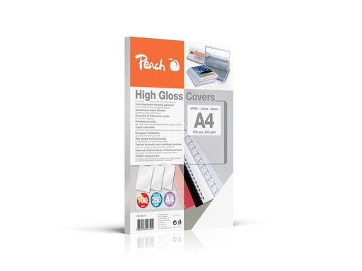 [90043858 543079] Peach Einbanddeckel High Gloss A4, 250 g/m², 100 Stück, Weiss