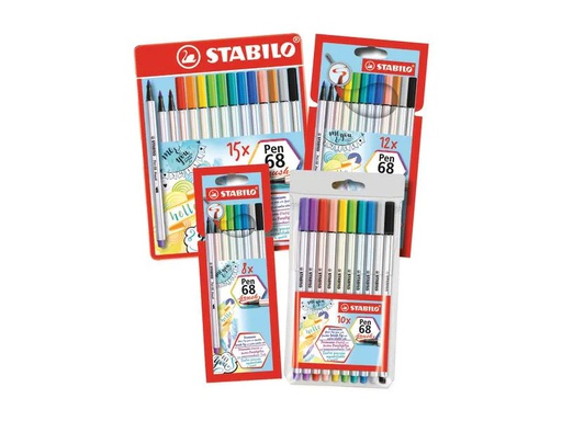 [90250219 1405264] STABILO Fasermaler Pen 68 brush 10er Plastiketui