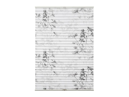 [90250350 1430163] Gardinia Plissée Bella mit Blättern 50 x 130 cm, Weiss/Grau