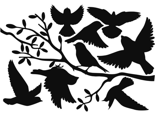 [90250566 1419571] Esschert Design Fensterfolie Vogelsilhouetten auf Ast 33 x 23 cm