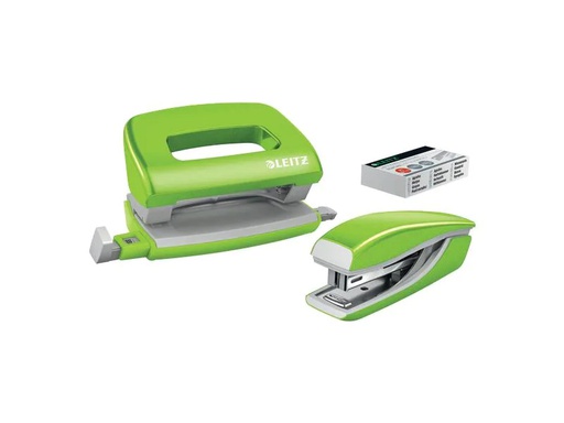 [90250595 1392408] Leitz Locher und Mini-Heftgerät WOW 10 Seiten, Grün