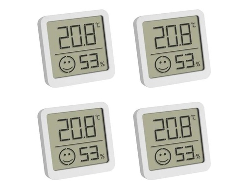 [90250604 1423039] TFA Dostmann Thermo-/Hygrometer Digital, Weiss, 4er Set