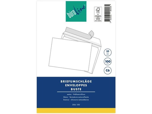 [90250611 1400981] Büroline Couvert C6 Blister Weiss, 50 Stück