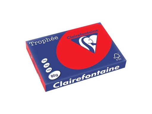 [90250646 1400012] Clairefontaine Kopierpapier Trophée Colored Copy FSC A3, Rot, 80 g/m²