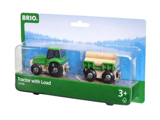 [90043947 420559] BRIO BRIO World Traktor mit Holz-Anhänger