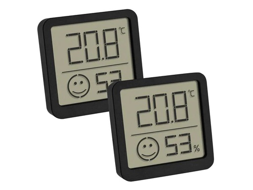 [90250696 1423037] TFA Dostmann Thermo-/Hygrometer Digital, Schwarz, 2er Set