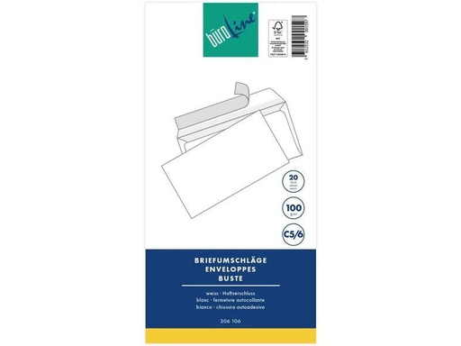 [90250717 1400736] Büroline Couvert C5/6 Blister Weiss, 20 Stück