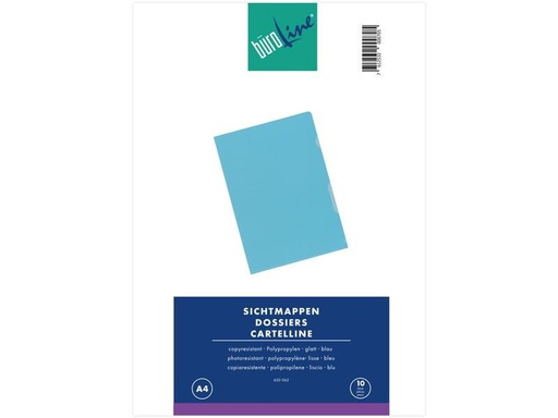 [90250750 1400900] Büroline Sichthülle A4 Blau glatt, 100 Stück