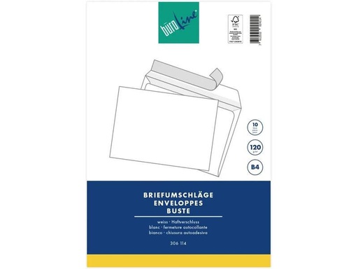 [90250761 1400734] Büroline Couvert B4 Blister Weiss, 10 Stück