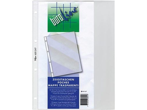 [90250853 1400937] Büroline Zeigetasche A4 genarbt Transparent, 10 Stück