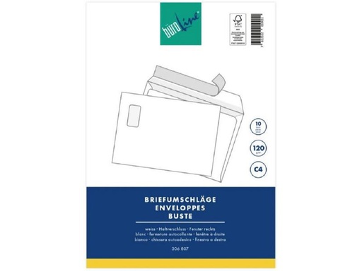 [90250885 1400733] Büroline Couvert mit Fenster C4 Blister Weiss, 10 Stück