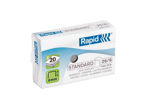 [90251122 1406085] Rapid Heftklammern Standard, 26/6, 1000 Stück
