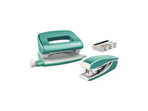 [90251157 1392407] Leitz Locher und Mini-Heftgerät WOW 10 Seiten, Eisblau