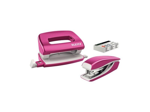 [90251443 1392405] Leitz Locher und Mini-Heftgerät WOW 10 Seiten, Pink