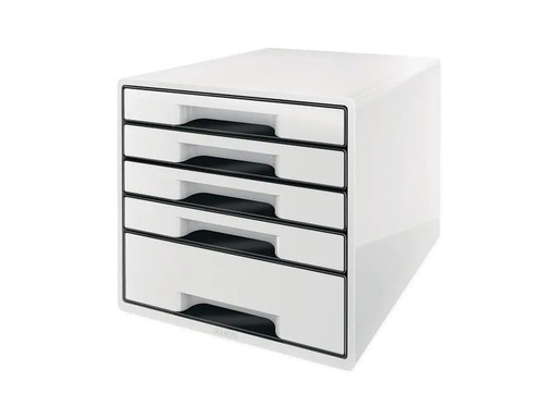 [90251481 1392660] Leitz Schubladenbox WOW Cube 5 Schubladen, Weiss/Schwarz