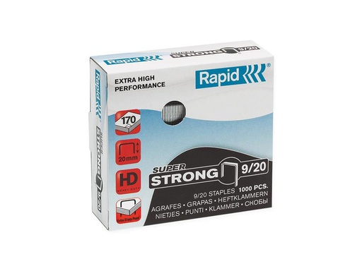 [90251543 1406113] Rapid Heftklammern Super Strong, 9/20, 1000 Stück