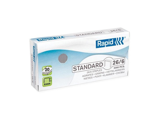 [90251563 1406086] Rapid Heftklammern Standard, 26/6, 5000 Stück