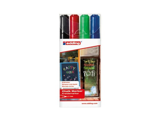 [90252147 1399313] edding Kreidemarker 4095 4 Stück, Mehrfarbig
