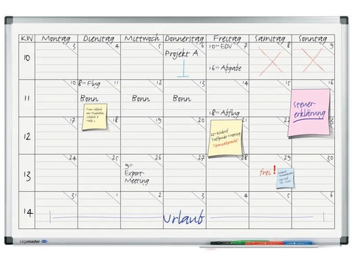 [90252304 1393378] Legamaster Magnethaftendes Whiteboard Universalplaner, 60 cm x 90 cm