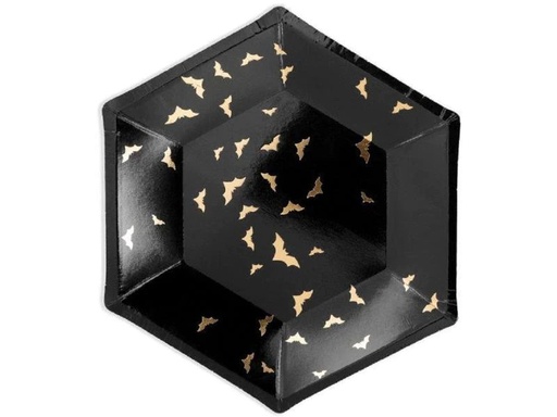 [90252438 1404088] Partydeco Teller Trick or Treat 6 Stk., Schwarz/Gold