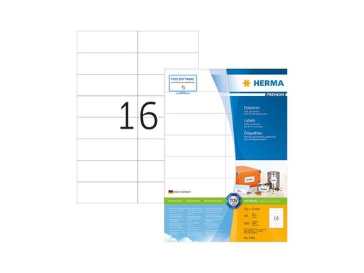[90252669 1397072] HERMA Universal-Etiketten Premium, 10.5 x 3.7 cm, 1600 Etiketten