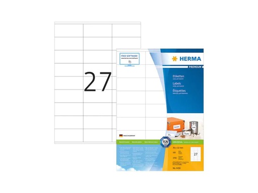 [90252693 1397066] HERMA Universal-Etiketten Premium, 7 x 3.2 cm, 2700 Etiketten