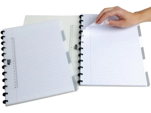 [90252729 1397894] Adoc Notizheft Pap-Ex Black&amp;White mit Register A4, kariert