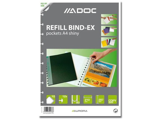 [90252752 1397886] Adoc Sichtbuch Ersatztaschen A4, 10 Stück, Transparent-matt
