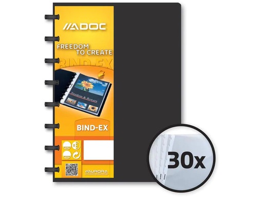[90252784 1397868] Adoc Sichtbuch Bind-Ex A5, 30 Taschen, Schwarz