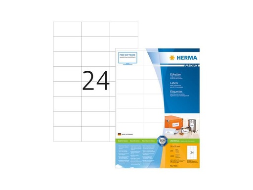 [90252826 1397080] HERMA Universal-Etiketten Premium, 7 x 3.7 cm, 4800 Etiketten