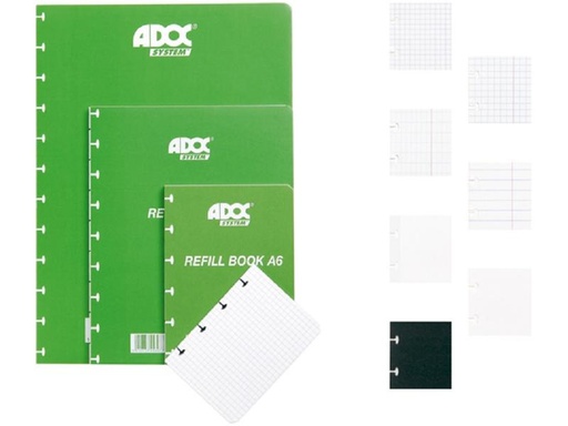[90252861 1397898] Adoc Notizheft Pap-Ex-Ersatzblätter A4, kariert, 72 Stück