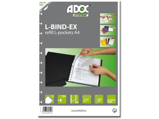 [90252866 1397888] Adoc Sichtbuch Ersatztaschen A4, 5 Stück, Transparent-matt