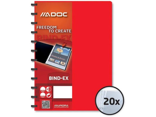 [90253655 1397865] Adoc Sichtbuch Bind-Ex A4, 20 Taschen, Rot