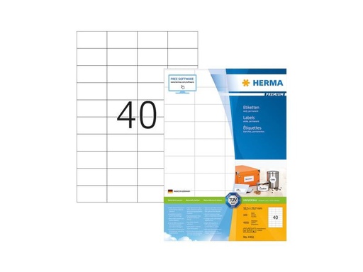 [90254025 1397071] HERMA Universal-Etiketten Premium, 5.2 x 2.97 cm, 4000 Etiketten