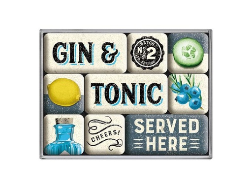 [90254028 1425519] Nostalgic Art Magnet-Set Gin &amp; Tonic 1 Stück, Mehrfarbig