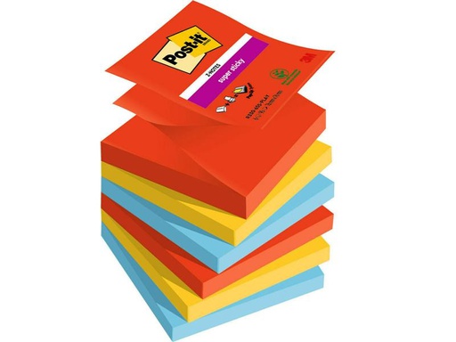 [90254043 1403981] Post-it Notizzettel Z-Notes Super Sticky 7.6 x 7.6 cm, 6 Blöcke