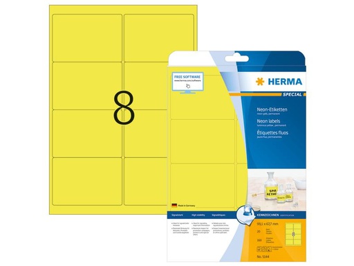 [90254214 1397025] HERMA Universal-Etiketten 9.91 x 6.77 cm, 160 Etiketten, Neon-Gelb