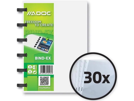 [90254280 1397902] Adoc Sichtbuch Bind-Ex A6, 30 Taschen, Transparent