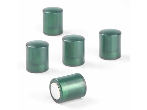 [90254424 1401930] supermagnete Haftmagnet Zylindrisch 5 Stück, Grün/Transparent