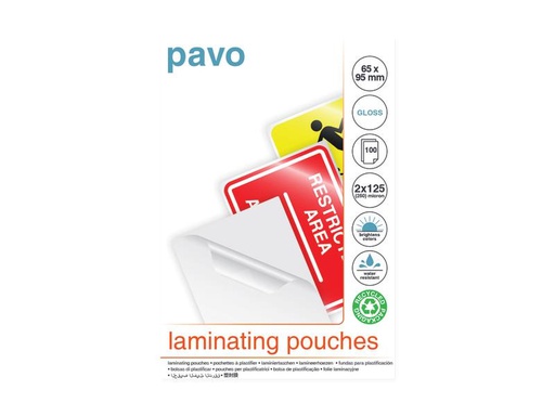 [90254449 1408820] Pavo Laminierfolie 65 x 95 mm, 125 µm, 100 Stück, Wasserdicht