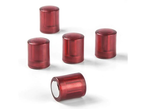 [90254453 1401931] supermagnete Haftmagnet Zylindrisch 5 Stück, Rot/Transparent